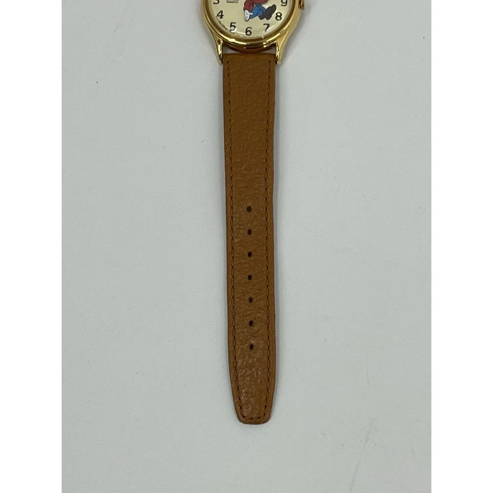 Lorus V516-6A00 Backwards Disney Goofy Leather Quartz Analog Watch Needs Battery